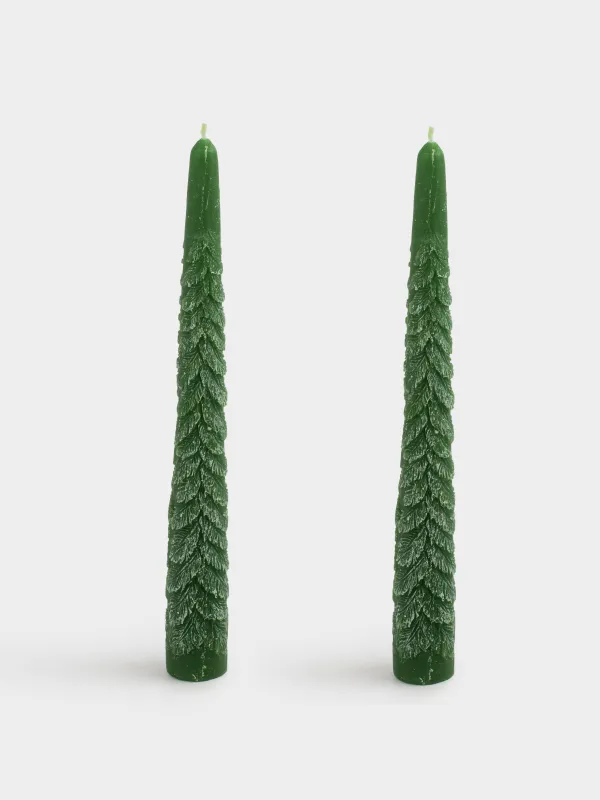 Свеча, 25 см, 2 шт, тонкая, зеленая, Ель, Fir candle, image-0