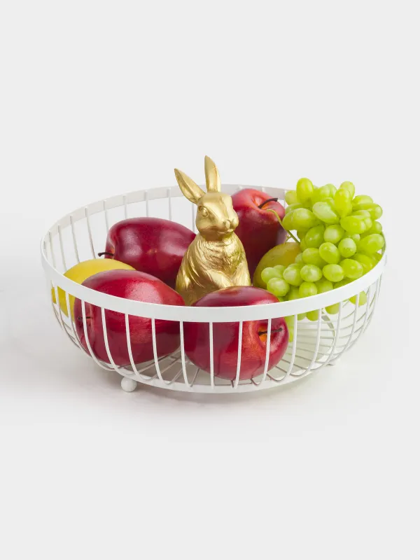 Корзина для фруктов, 29 см, металл/полирезин, молочно-золотистая, Кролик, Twist milk, image-7
