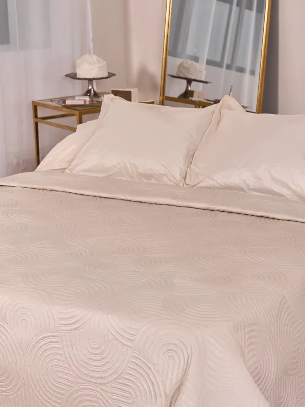 Покрывало, 220х240 см, стеганое, вельвет/микрофибра, песочное, Арка, Arch, image-1