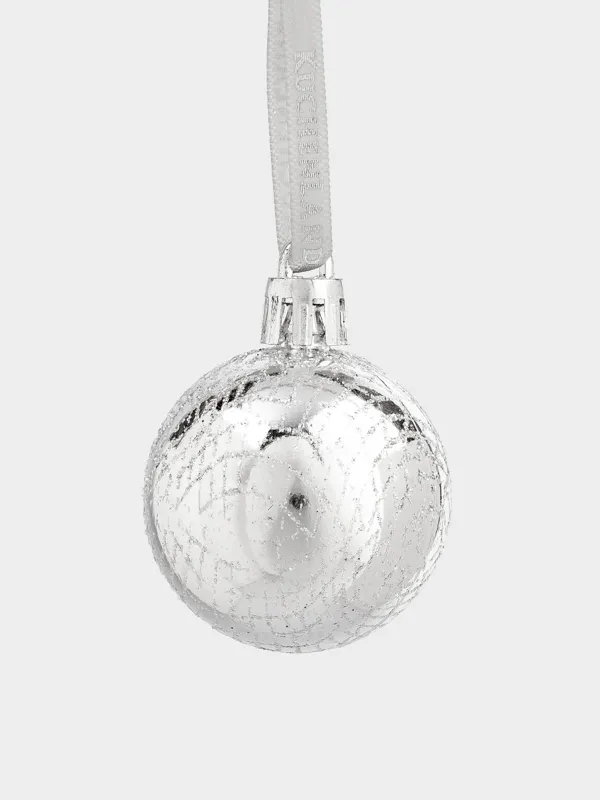 Игрушка елочная, 4 см, 6 шт, пластик, серебристая, Шар, Ball sparkle, image-1