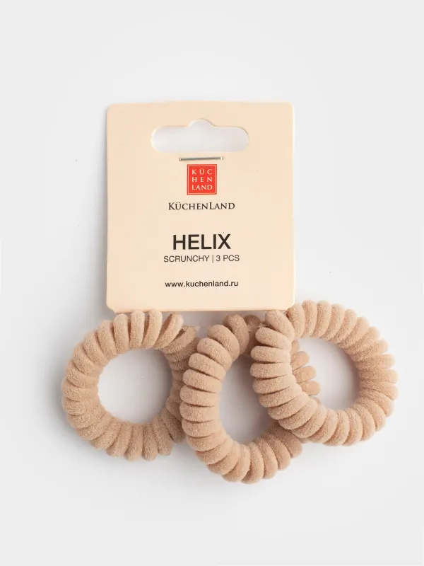 Резинка для волос, 4 см, 3 шт, полиэстер/ТПУ, бежевая, Спираль, Helix, image-2