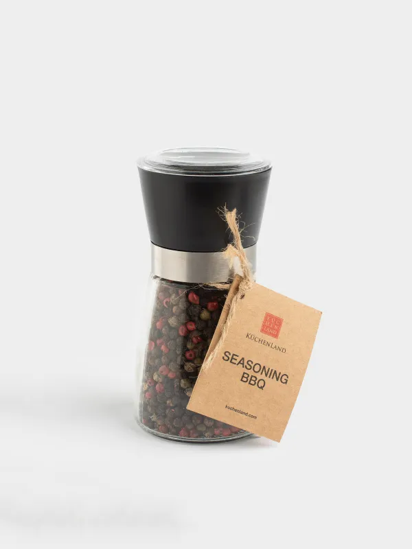 Мельница для специй 13 см, механическая, стекло, Три перца, Seasoning BBQ, image-3