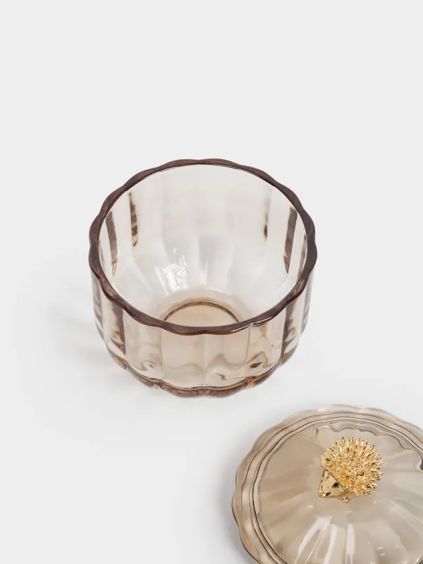 Емкость для хранения, 10х13 см, 340 мл, стекло Р/металл, Золотистый еж, Alid, image-2