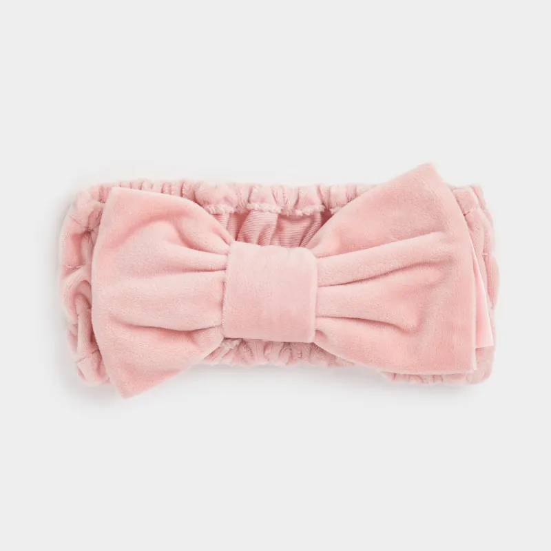 Повязка для волос, 19х7 см, полиэстер, пудровая, Бант, Glamor