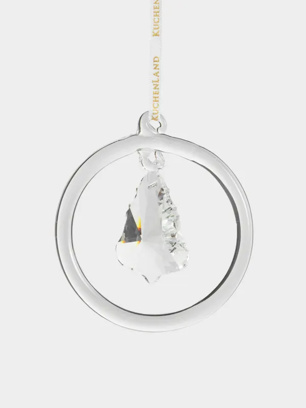 Игрушка елочная, 8 см, стекло, Кристалл в кольце, Figure crystal, image-0