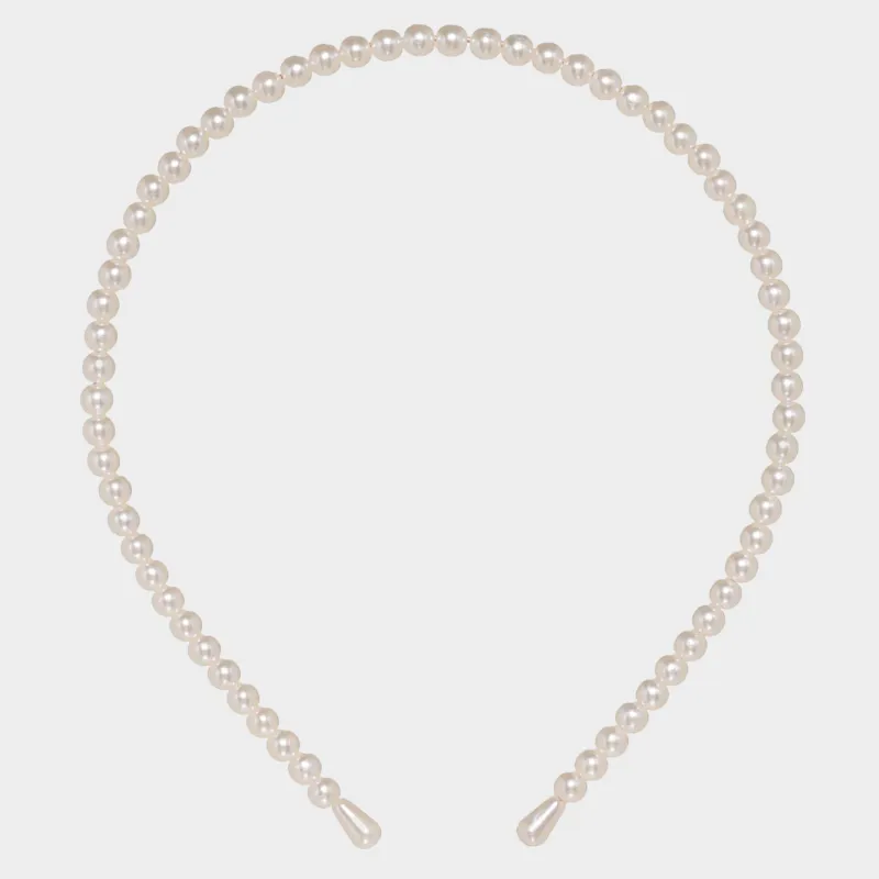 Ободок для волос, 13х14 см, пластик/металл, белый, Бусины, Hairstyle