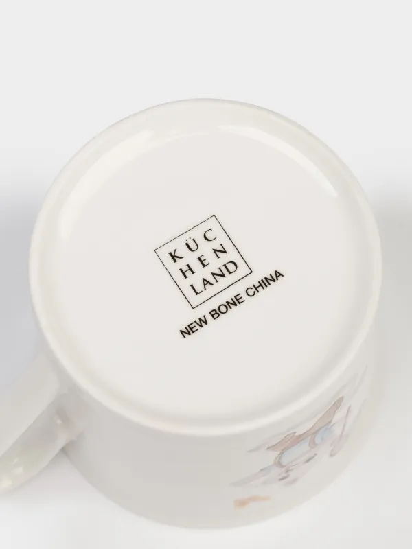 Кружка, детская, 250 мл, фарфор N, белая, Кот и бабочка, Ideas life, image-4