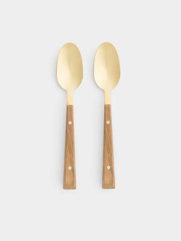 Ложка столовая, 2 шт, сталь/пластик, золотисто-коричневая, Colombo gold, image-0