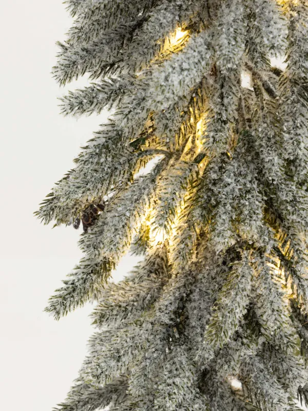 Ель искусственная, 80 см, с подсветкой, в горшке, ПВХ, Ель с шишками, Snowy decor, image-4