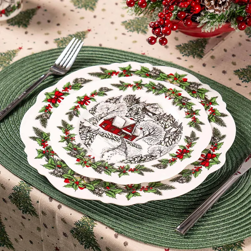 Тарелка обеденная, 27 см, фарфор N, белая, Дом в лесу, Forest house