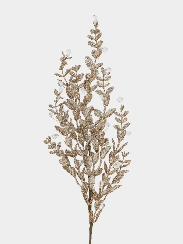 Ветка декоративная, 73 см, пластик, Золотистые листья, Sparkle decor, image-1