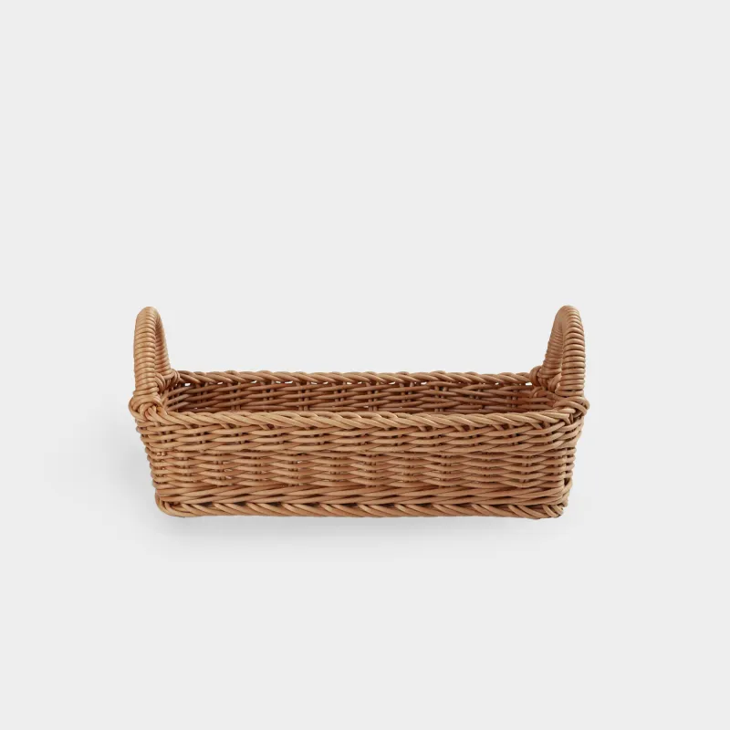 Корзина для продуктов, 28x11 см, с ручками, ротанг, прямоугольная, коричневая, Twig