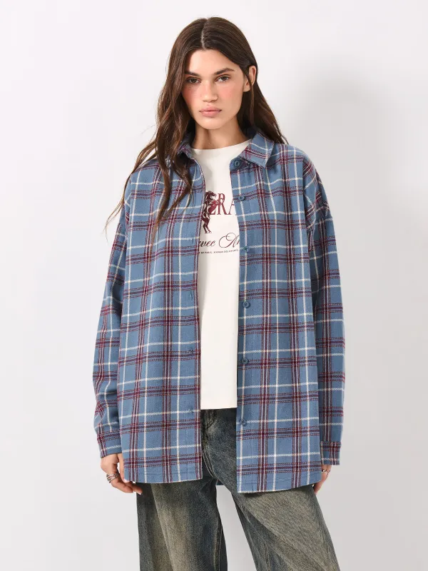 Рубашка с длинным рукавом, бордово-голубая, Jamie, image-0