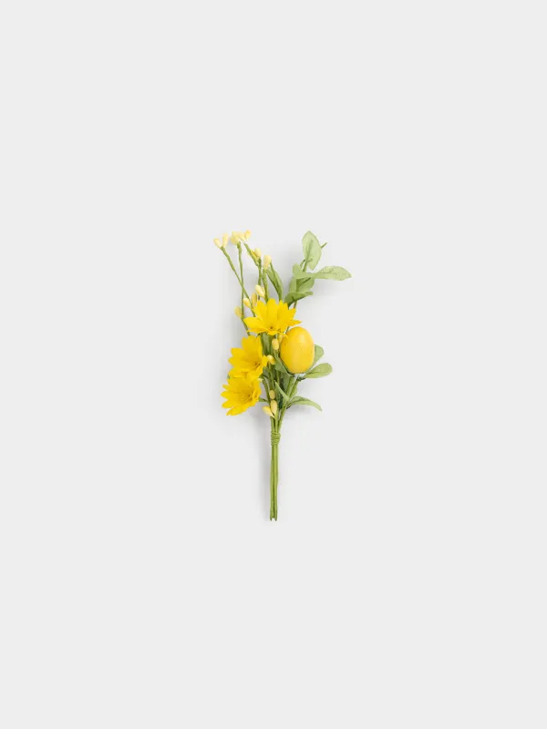 Ветка декоративная, 20 см, Пасхальное яйцо и желтые ромашки, Natural Easter decor, image-0