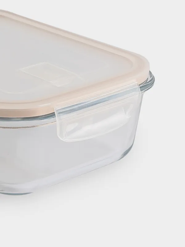 Контейнер, 1 л, с клипсами, с клапаном, стекло Т/пластик, прямоугольный, Soft kitchen, image-4