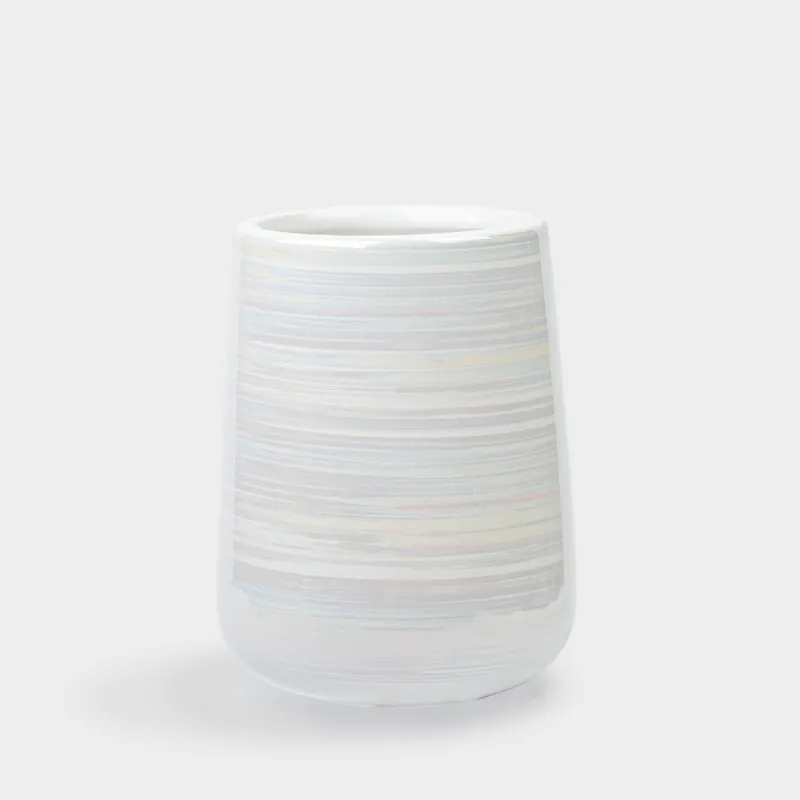 Стакан для ванной комнаты, 11 см, керамика, белый, перламутр, Odyssey