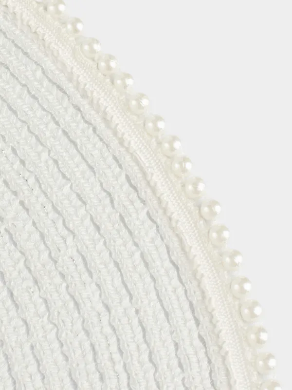 Салфетка под приборы, 38 см, полиэстер/пластик, круглая, белая, Жемчужная кайма, Rotary shine, image-3