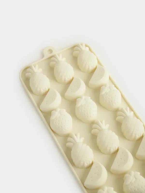 Форма для льда и шоколада, 23х10 см, 18 отд, силикон, молочная, Фрукты, Bakery, image-1