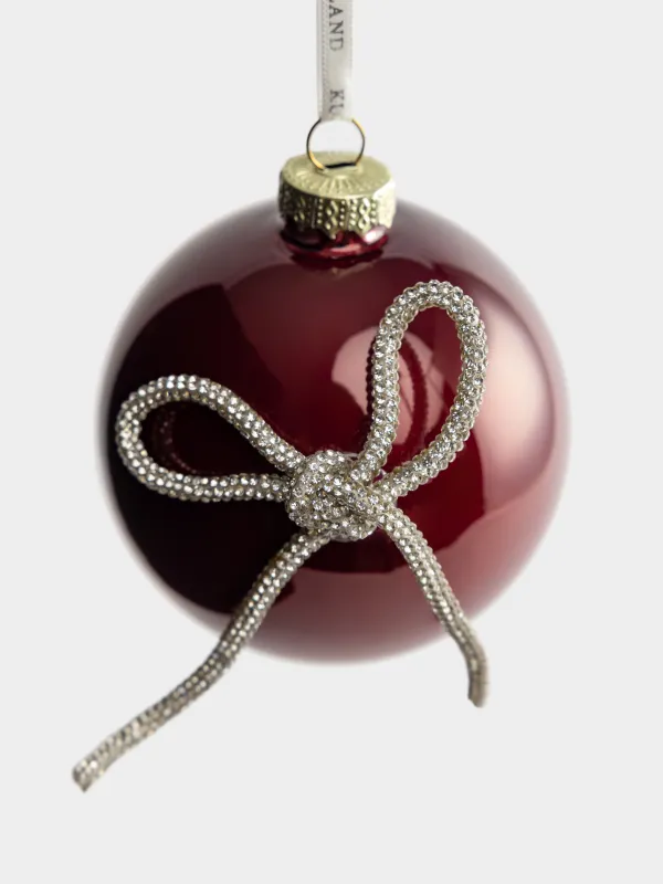Игрушка елочная, 8 см, Шар с бантиком, Ball christmas, image-1