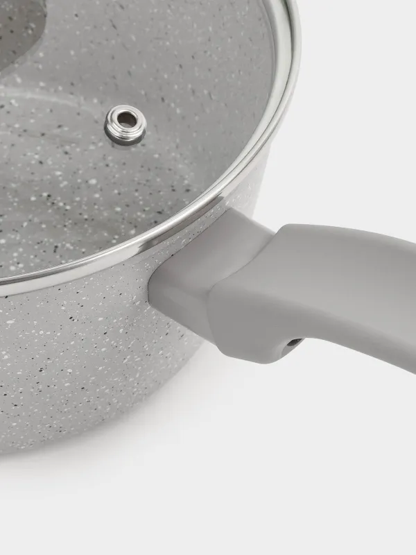 Ковш, 16 см, 1,3 л, с крышкой, с покрытием, алюминий, бежево-серый, Decision, image-5