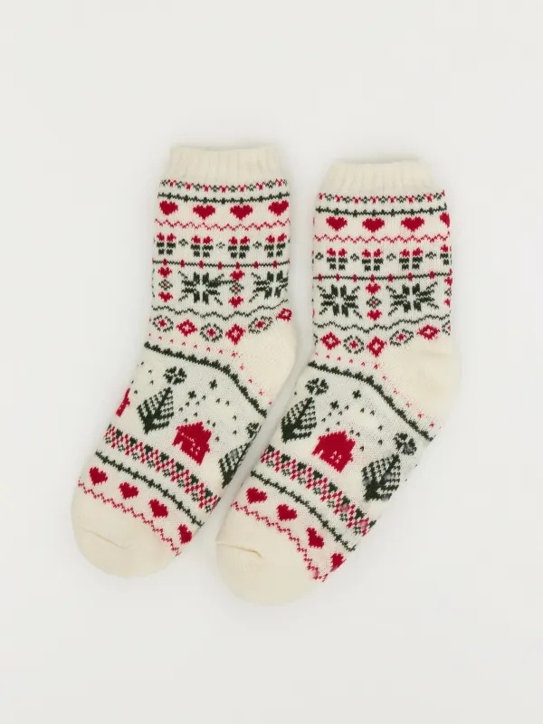 Носки домашние, молочные, Hot winter, image-0