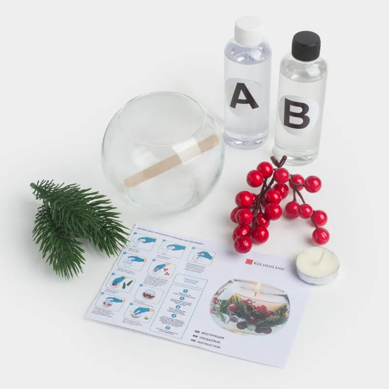 Набор для творчества, 24х15 см, рукоделие, стекло/пластик, Подсвечник, Creativity candle, image-0