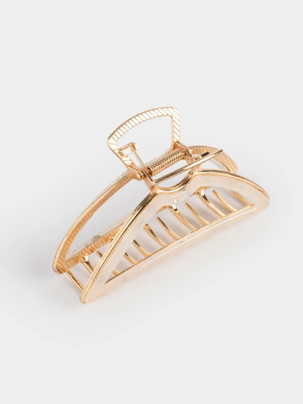 Заколка для волос, 10 см, акрил/металл, золотистая, Крабик, Glam, image-2