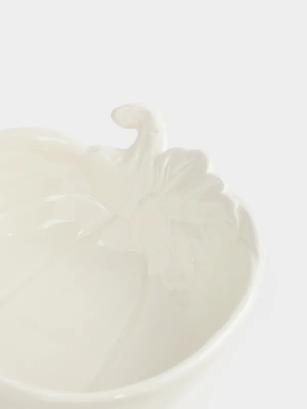 Блюдо глубокое, 18х6 см, керамика, молочное, Тыква с листом, Golden glow, image-1