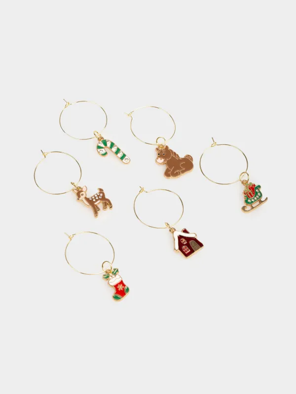 Подвеска для бокала, 6 шт, металл/стразы, Новогодние украшения, Christmas time, image-1