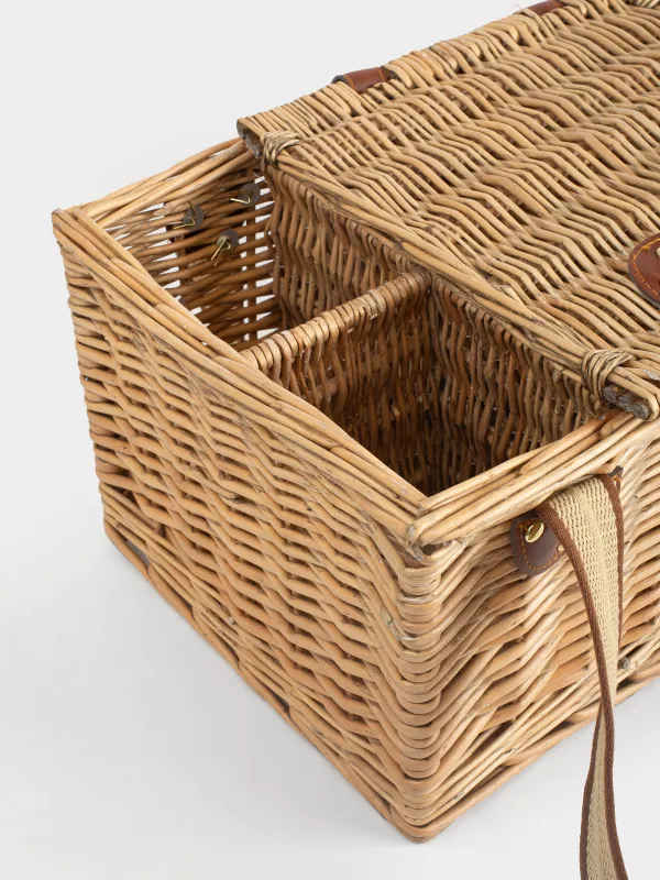 Корзина для пикника, 40х30 см, 2 перс, 12 пр, с отделением для бутылок, лоза, коричневая, Picnic, image-6