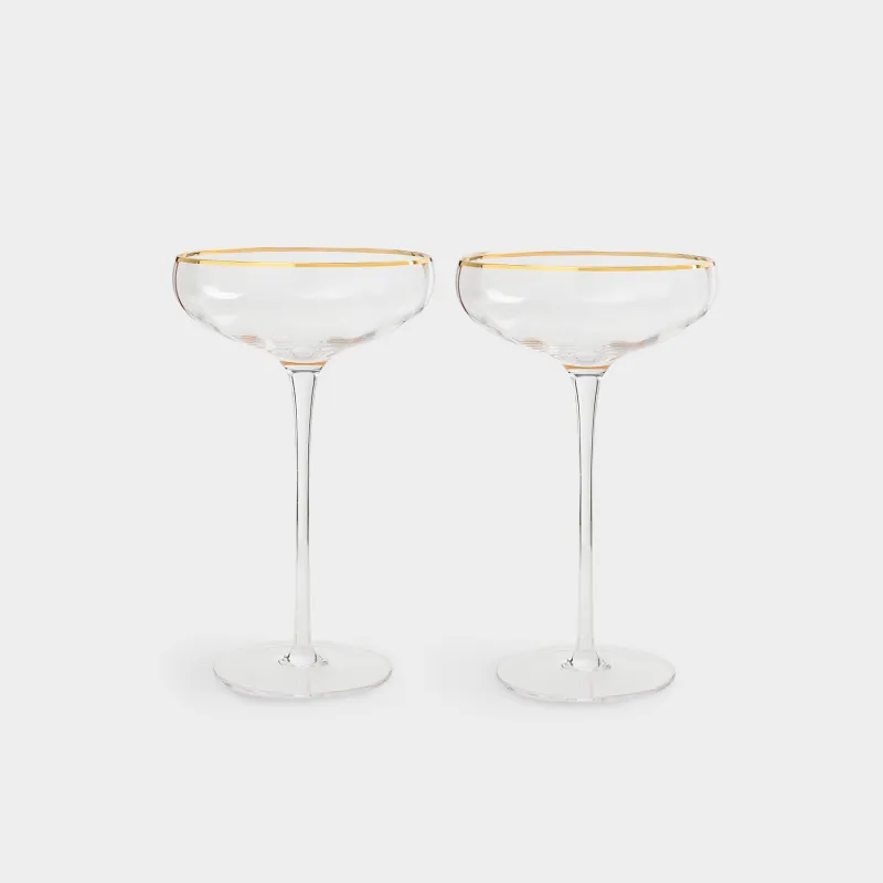 Бокал-креманка для шампанского, 2 шт, с золотистым кантом, Filo R gold