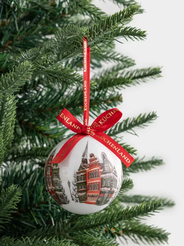 Игрушка елочная, 7 см, пенопласт, Шар, Дома, Ball print, image-1