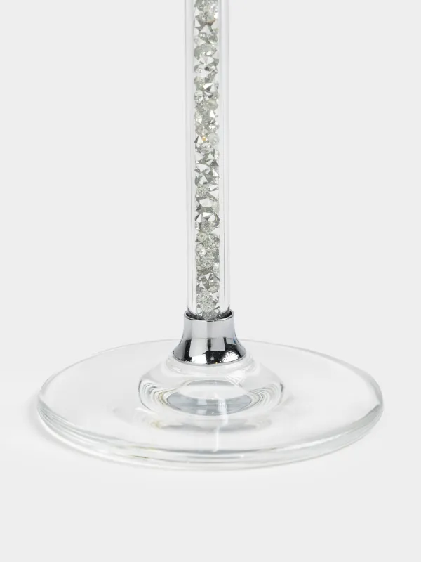 Подсвечник, 21 см, для тонкой свечи, на ножке, стекло/стразы, Diamond, image-1