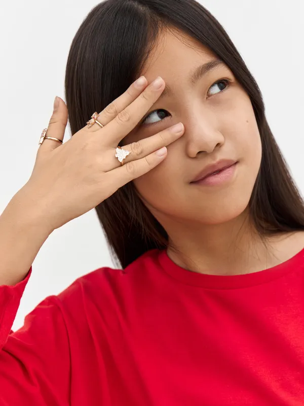 Лонгслив детский, хлопок, красный, Олень, Amelia, image-5