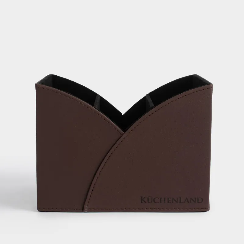 Корзина-органайзер для хранения, 18х14 см, 3 отд, полиуретан, коричневая, Premiere