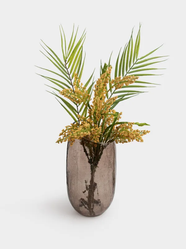 Ваза для цветов, 26 см, стекло, коричневая, Кракелюр, Ice, image-7