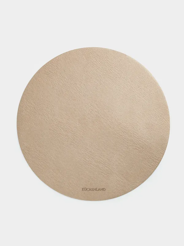 Салфетка под приборы, 33 см, ПВХ, круглая, песочно-бежевая, Rock, image-0