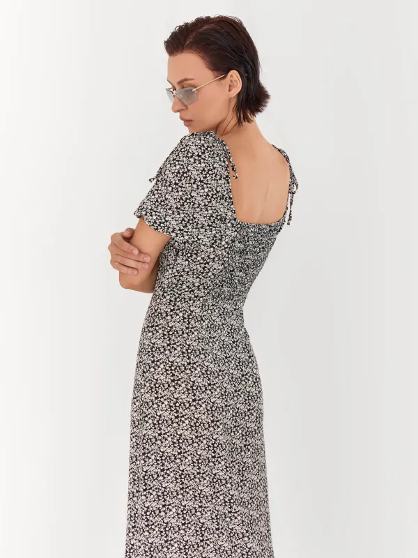 Платье миди с коротким рукавом, с разрезом, Drina, image-4