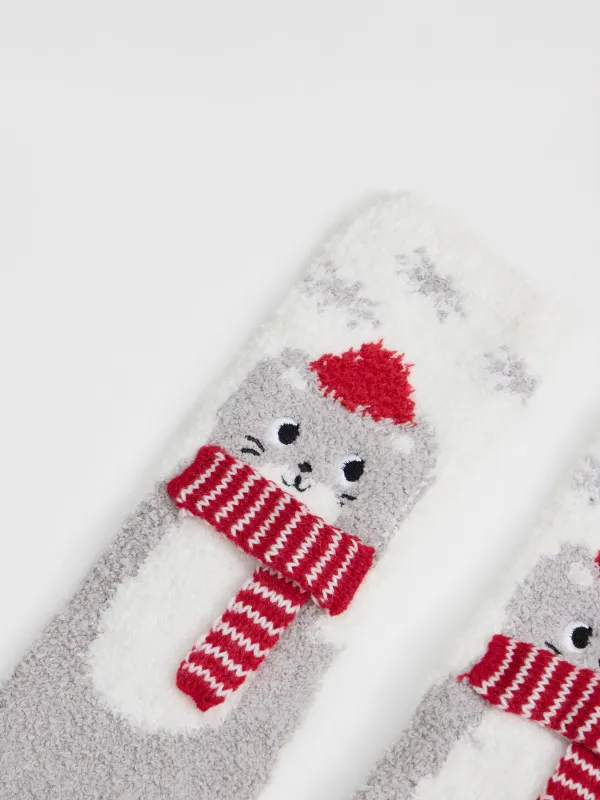 Носки домашние в коробке, Кот в шарфе, Merry, image-1