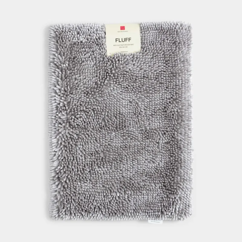 Коврик, 65х100 см, противоскользящий, полиэстер, серый, Fluff, image-5