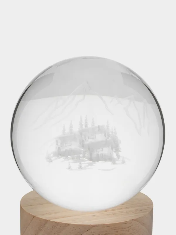 Светильник декоративный, 10 см, с подсветкой, стекло/дерево, Горы, Illumination, image-1