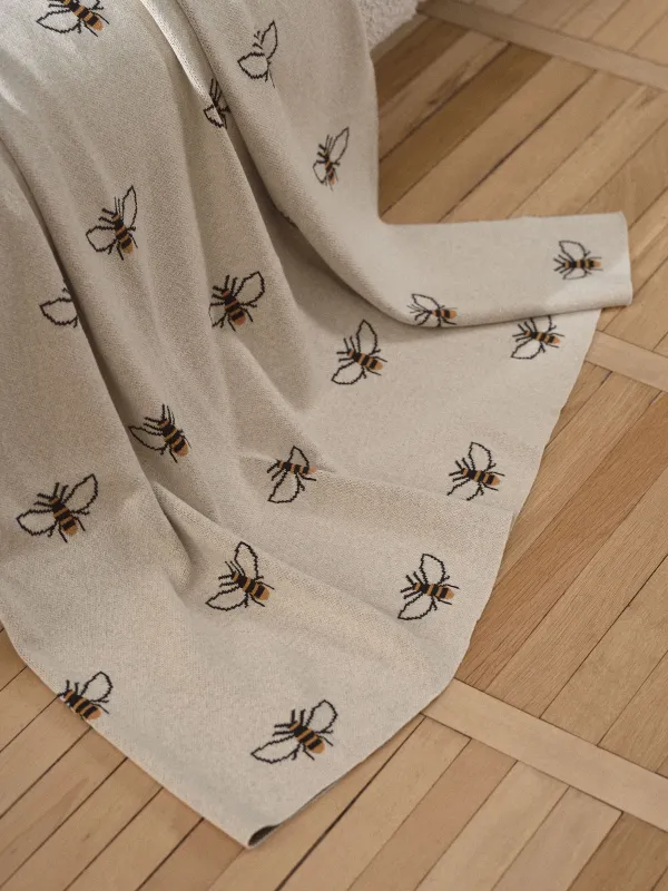 Плед, 130х170 см, хлопок, бежевый, Пчелы, Honey, image-3