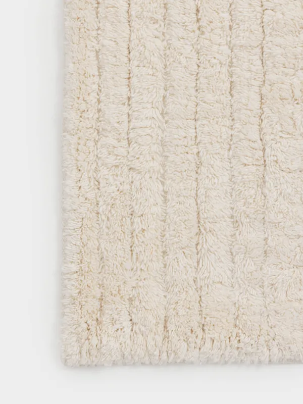 Коврик, 50x80 см, противоскользящий, хлопок, молочный, Объемные полосы, Stripe, image-1