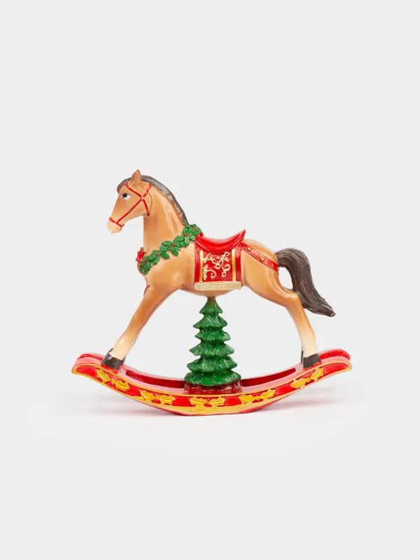 Статуэтка, 22 см, полирезин, коричневая, Лошадка-качалка, Horse christmas, image-0