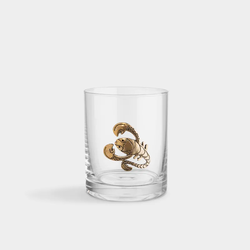 Стакан для виски, 10 см, 340 мл, стекло/металл, золотистый, Скорпион, Zodiac