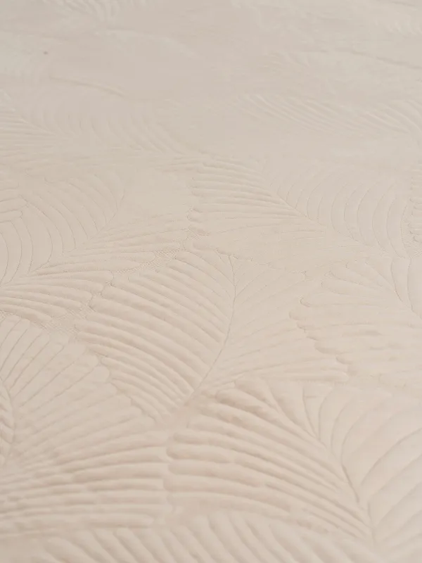 Покрывало, 240х260 см, стеганое, полиэстер, бежево/серое, Пальмовый лист, Stitch velvet, image-3