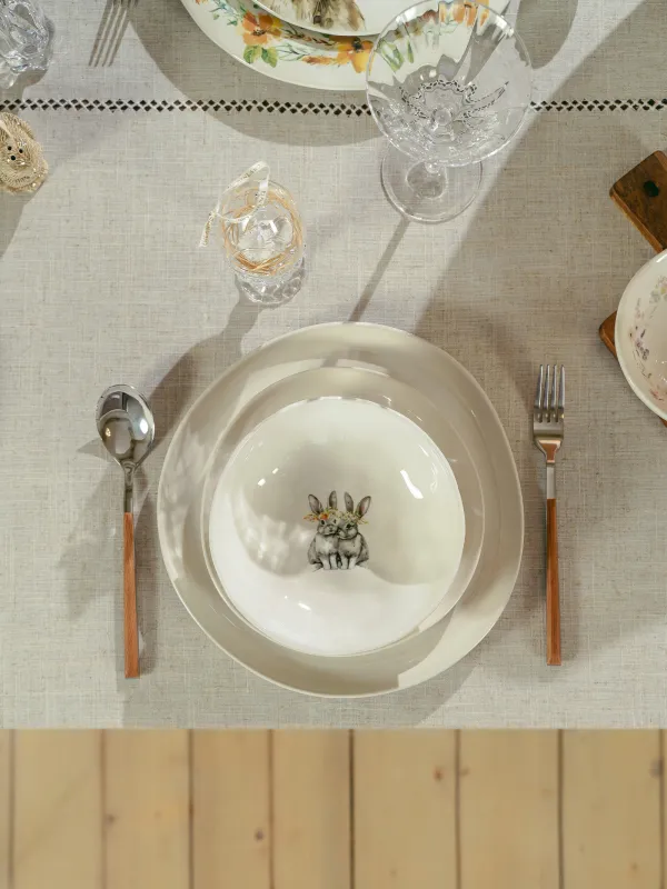 Скатерть, 170х250 см, полиэстер/лен, бежевая, Hemstitch, image-4