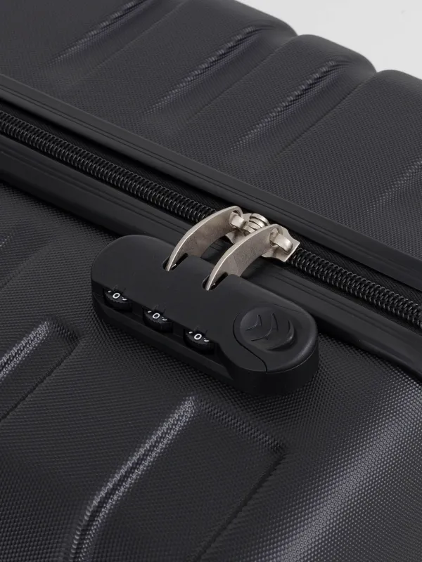 Чемодан L, 52х29х77 см, 4,2 кг, с замком, пластик, черный, Travel comfort, image-10