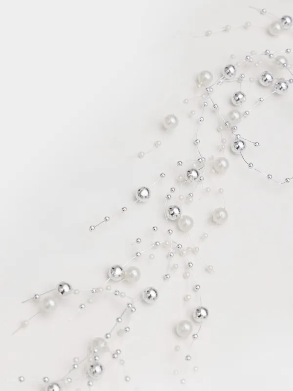 Гирлянда декоративная, 1,8 м, Серебристые бусины, Balls decor, image-1