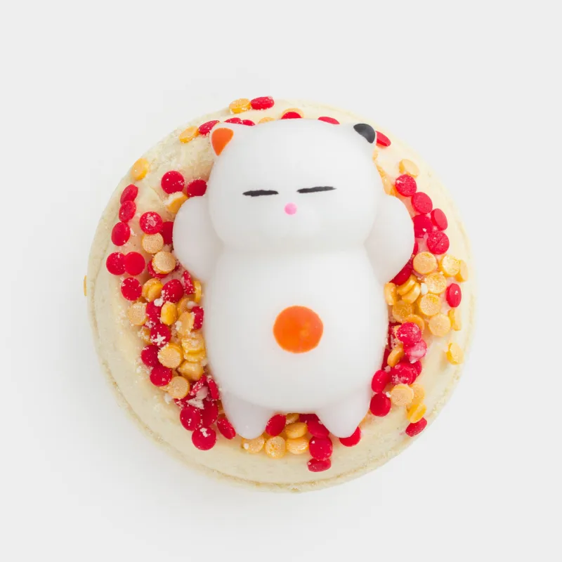 Бомбочка для ванны, 130 гр, с игрушкой, Банан и клубника, Кот, Cat